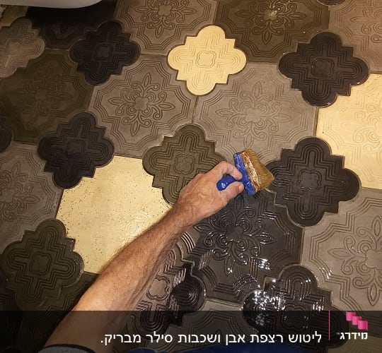 יד אוחזת במברשת לניקוי רצפה מעוצבת